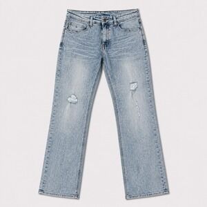Buffalo David Bitton Ash-X Mens 32x32 Skinny Stretch Jeans Distressed Light Wash